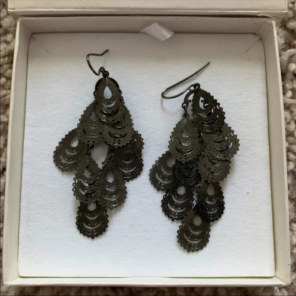 Boho black dangle earrings